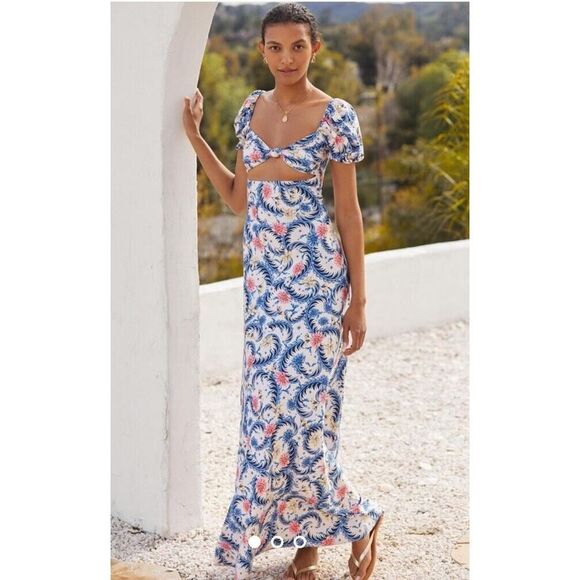 Agua Bendita Blue and Pink Floral Maxi Dress - Picture 6 of 13
